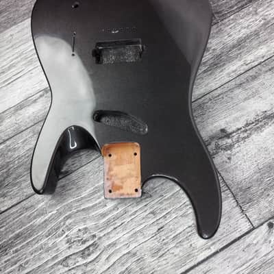 Havok Hard Tail Metallic Black 2pc Mahogany Guitar S type, HS config Custom Guitar Body. 80' style image 4