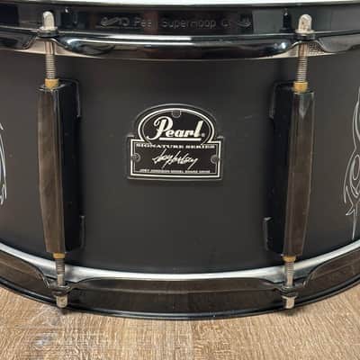 Pearl JJ1365 Joey Jordison Signature 13x6.5" Steel Snare Drum with SKB Padded Bag 2010s - Matte Black with Slipknot Logo image 15