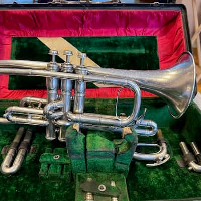 1904 Conn Conqueror Cornet – Silver Plate – Engraved “Exchanged for a Buescher” – King Case image 25