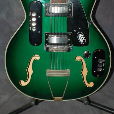 Video Demo 1966 JG Julio Giulietti Hollow Body GREEN 12 String Guitar Original Hard Shell Case image 2
