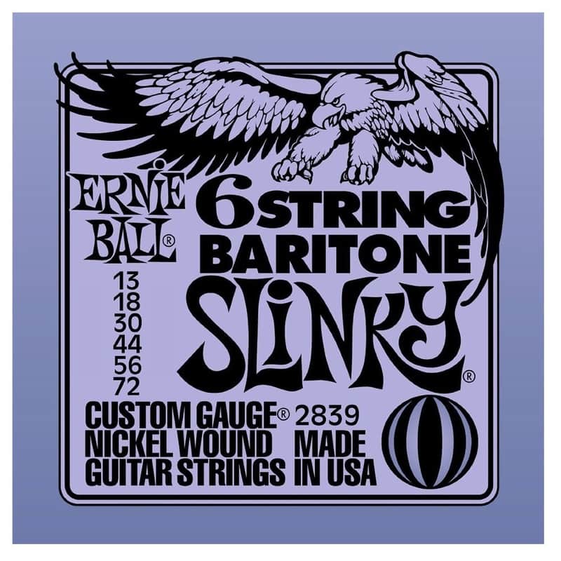 Ernie Ball 2839 6-string Baritone Slinky Electric Guitar Strings Small Ball End 29 5/8 Scale (13-72) image 1