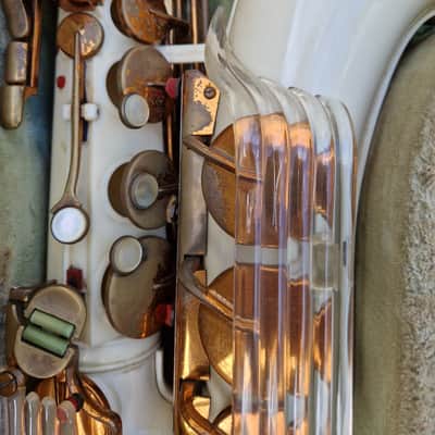 Grafton Acrylic and Metal Alto Saxophone 1950s - Cream and Brass image 17
