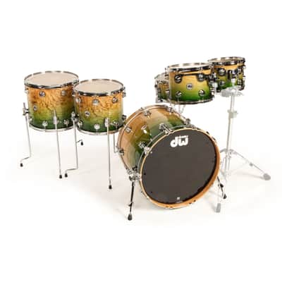 DW Collectors Maple SSC Shell Set Emerald to Natural Fade over Olive Ash Burl - Drum Shell Set image 3