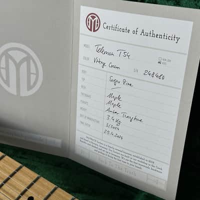 2024 Maybach Teleman T54 Aged Vintage Cream Tele Amber Pickups COA & Case image 5