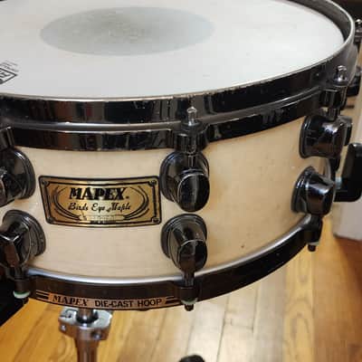 1997 Mapex Black Panther Birdseye Maple Snare 14x5.5 - Made in Taiwan (11/97 Date) image 2