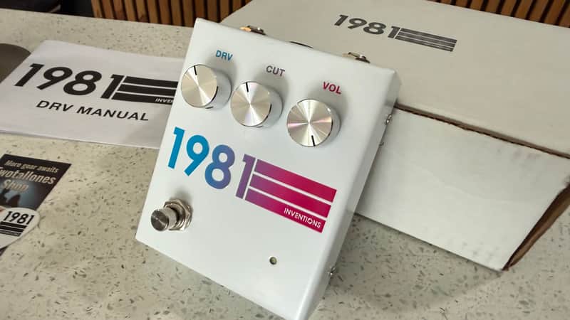1981 Inventions DRV Overdrive Pedal White Limited Colorway w/ Box, Manual, Pouch & Extras image 1