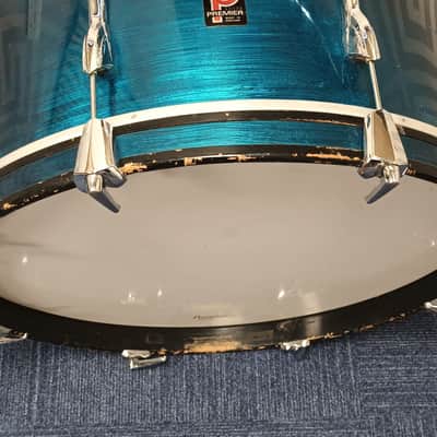 Premier 1970s 22″ x 14″ Bass Drum in Aquamarine Shimmer Bild 9
