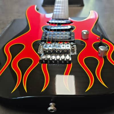 Jackson Dinky Pro Series DK2 MJ Japan Hand Painted Signed Hot Rod Flames Japanes MIJ Super Strat HSS Floyd Rose 2002 Fender First Year image 11