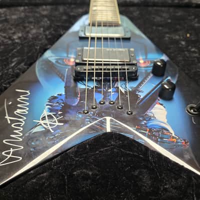 Dean Dave Mustaine Signature Flying King V VMNT Artist Owned, Signed and Tour Stage Played By Dave! USA Custom Shop Black Megadeth Terminated Graphic Artwork - Post Malone GQ Interest Pre-Gibson era image 14