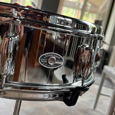 Slingerland   5 1/2x14" 8-Lug Chrome Over Steel Snare Drum, stand & extras case image 5