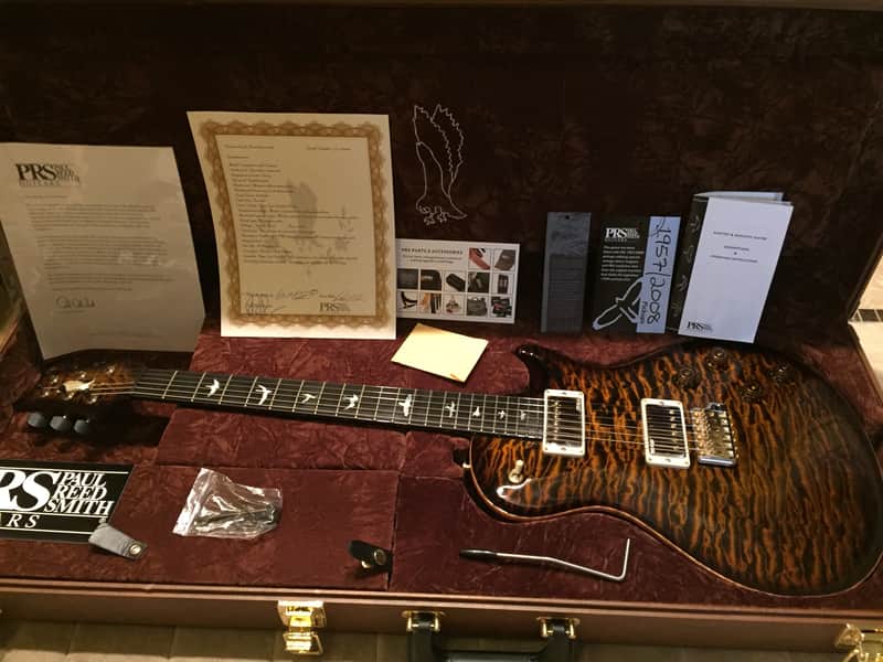 PRS Private Stock #6049 single Cut Trem in Tiger Eye Smoked Burst with Brazilian neck image 1
