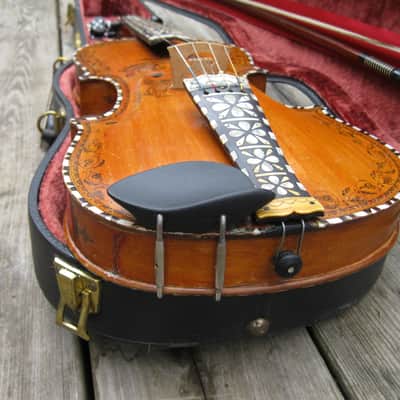 Hardanger Fiddle violin, Hardingfele + Albert Nurnberger Bow  1918 amber image 13