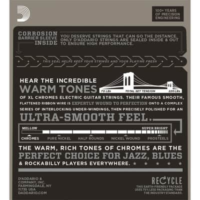 D'Addario ECG24 XL Chromes Flatwound Electric Guitar Strings, Jazz Light Gauge Standard image 2