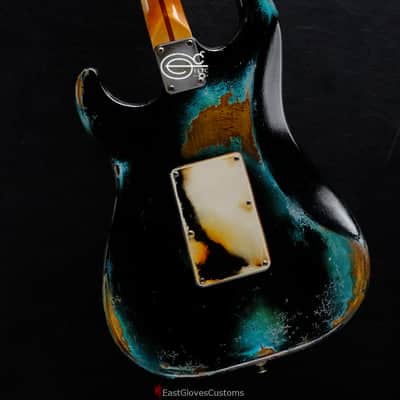 Fender Fender Stratocaster Floyd Rose HSS Black/Blue Inspired by Joe Strummer Aged Heavy Relic Black image 11