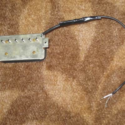 litely reliced player's wear StewMac Neck Humbucker Reverse Zebra (screws on black/flat poles on creme) 8.42k, Alnico 5, 50mm pole spacing, item # 101549 2000s-2010s, +screws/springs (orig 4 conductor wire shortened & 2 conductor wire added, Now 2 con) image 9