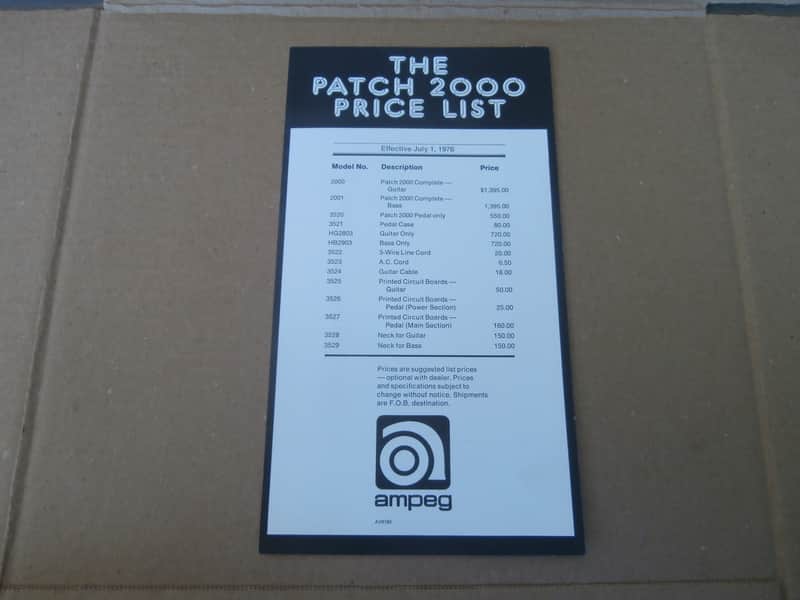 Vintage 1976 Ampeg Patch 2000 Guitar/Bass Price List! Rare, Original Case Candy, Paperwork! image 1