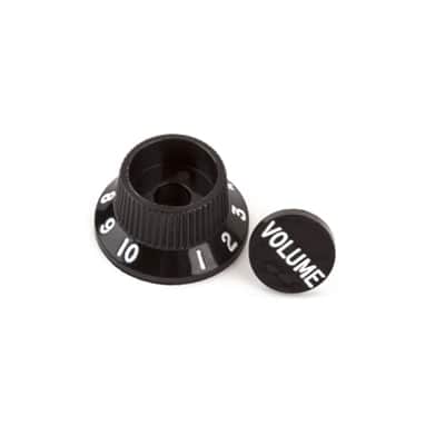 Genuine Fender Stratocaster Push-on S-1 Switch Volume Knob+Cap Assembly, BLACK image 1