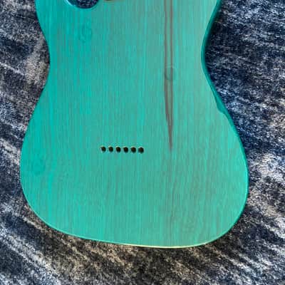 Warmoth Telecaster BODY Quilt Maple Transparent Turquoise White Korina Lollar CC, Fralin Split Steel Bridge VIDEO! image 2