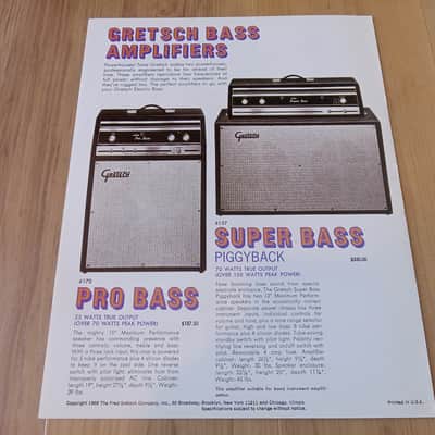 Vintage 1968 Gretsch Bass/Bass Amplifier Catalog! Rare, Original Case Candy, Paperwork! image 3