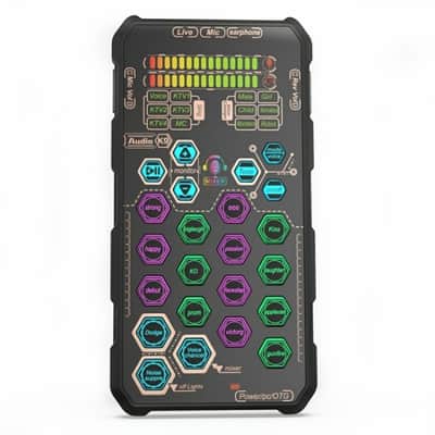 Soundcard Real-Time FX Audio Kit - 5 PC Compact USB-C RGB Touch Panel Voice FX Pad Interface Wireless Function Stereo Audio Output Streaming Device image 1