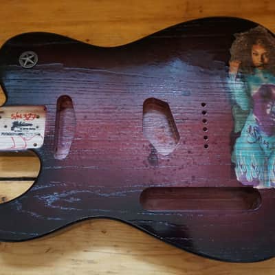 Custom Left handed swamp ash telecaster guitar body painted girl with tattoo Hendrix 2022 image 1