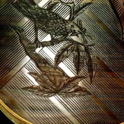 Blueberry Dreadnought Acoustic Steel String Guitar Birds Motif - Hand Made and Hand Carved image 3