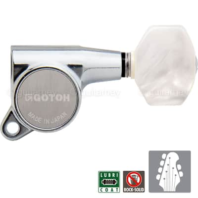 NEW Gotoh SG381-07 L4+R2 Set Mini Tuners w/ PEARLOID Buttons 4x2 - CHROME