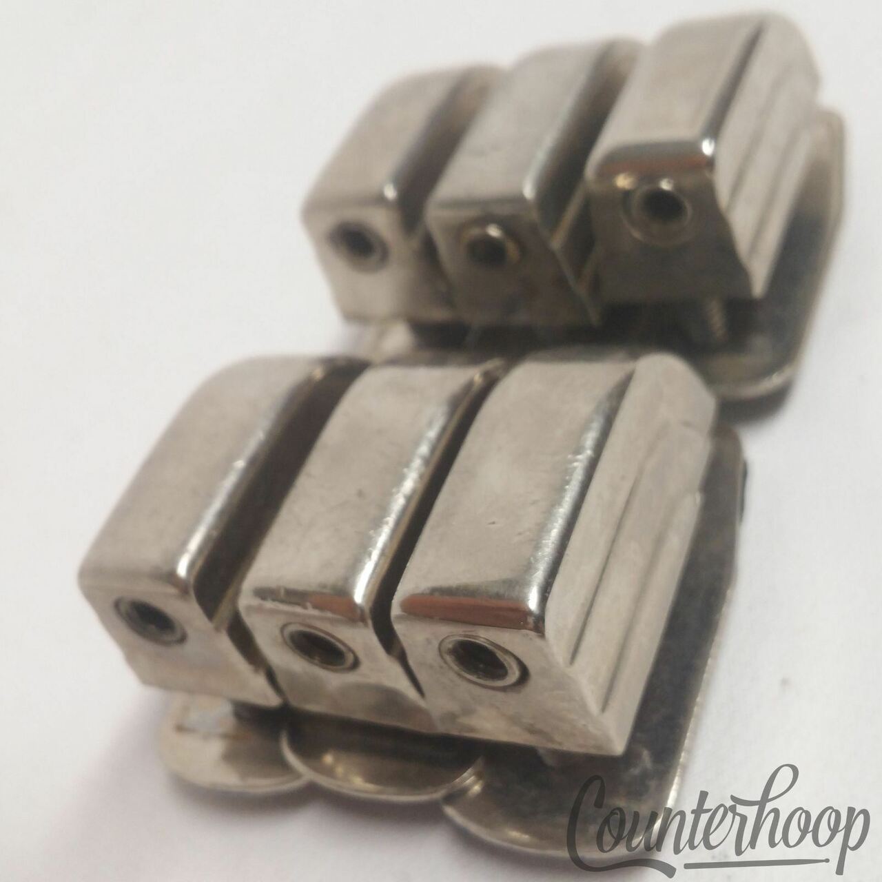 Leedy&Ludwig 6x Beavertail Tom/Snare Drum Lugs Nickel USA Vintage 40s-50s Metal — main photograph