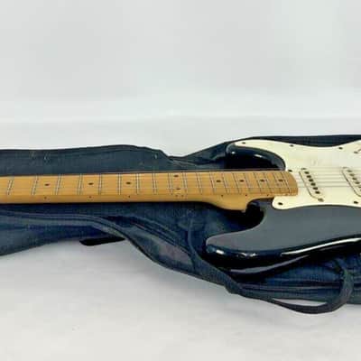 1994 Fender Squier Stratocaster Black good condition w/Gig bag image 11