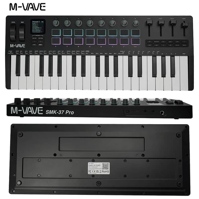 M-vave SMK-37 PRO 37 key Keyboard MIDI Controller with 16 RGB Pads