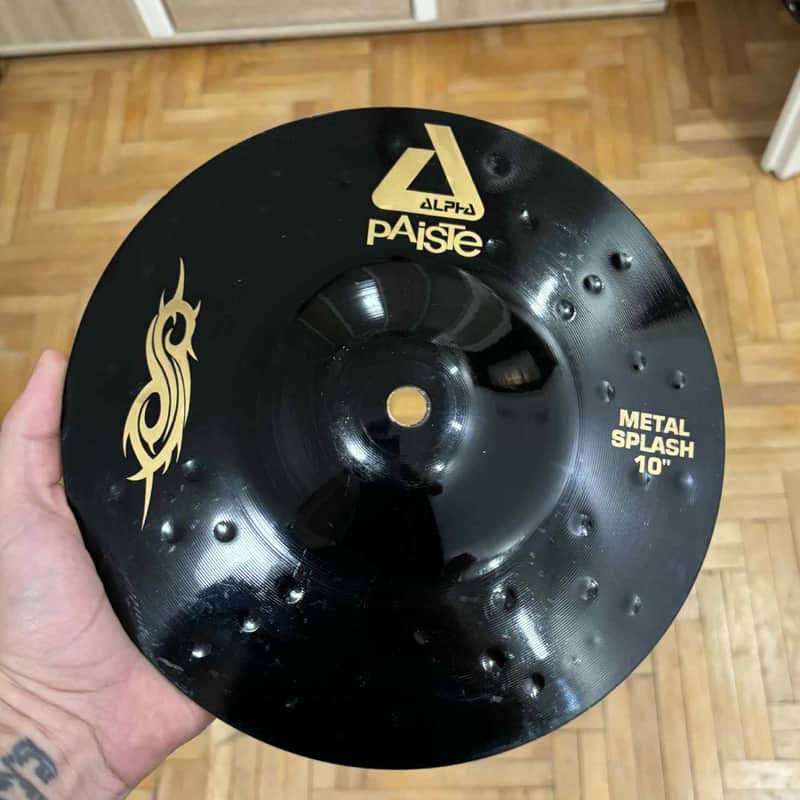 Paiste  Black Alpha Slipknot Edition Metal Splash 10" 2008-2010 - Black with Gold Slipknot logo image 1