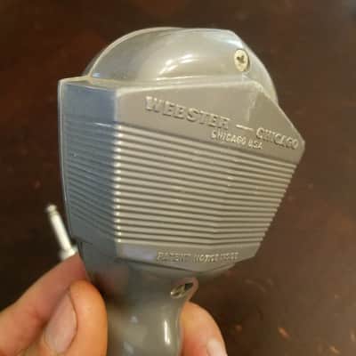 Webster Chicago RARE plastic handle variant MM35 Vintage Crystal Harp Mic 1950s MM-35 grey plastic cloth cord image 11