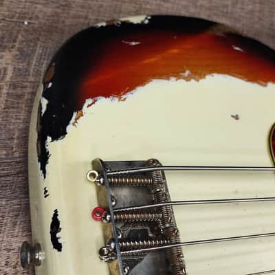 MyDream Partcaster Custom Built - PBass Aged White over Sunburst Hepcat 62' image 6