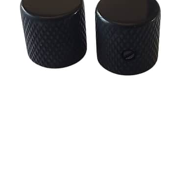 Set of 2 US Spec Flat Top Barrel Set Screw Knobs for Tele or P Bass - Black image 1