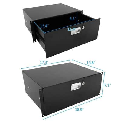 4U Professional Rack Case 19" Steel Plate DJ Drawer Equipment Cabinet with Key image 2