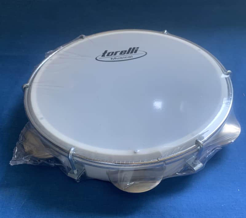 8" Brazilian Handmade Tambourine Pandeiro Milk Nylon Head 5 Pairs Jingles Inject Plastic White Body image 1