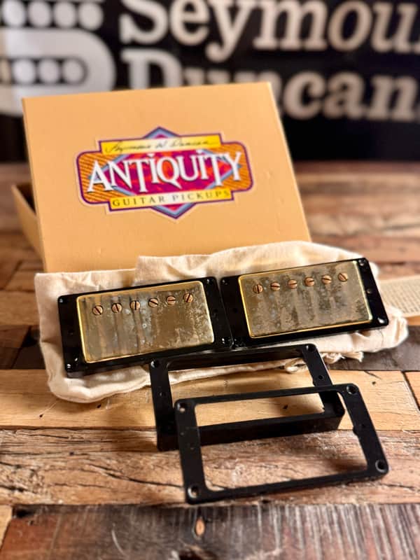 Seymour Duncan Antiquity Humbucker Set Aged Gold with FREE Butyrate M69 Vintage Spec Humbucker Rings image 1