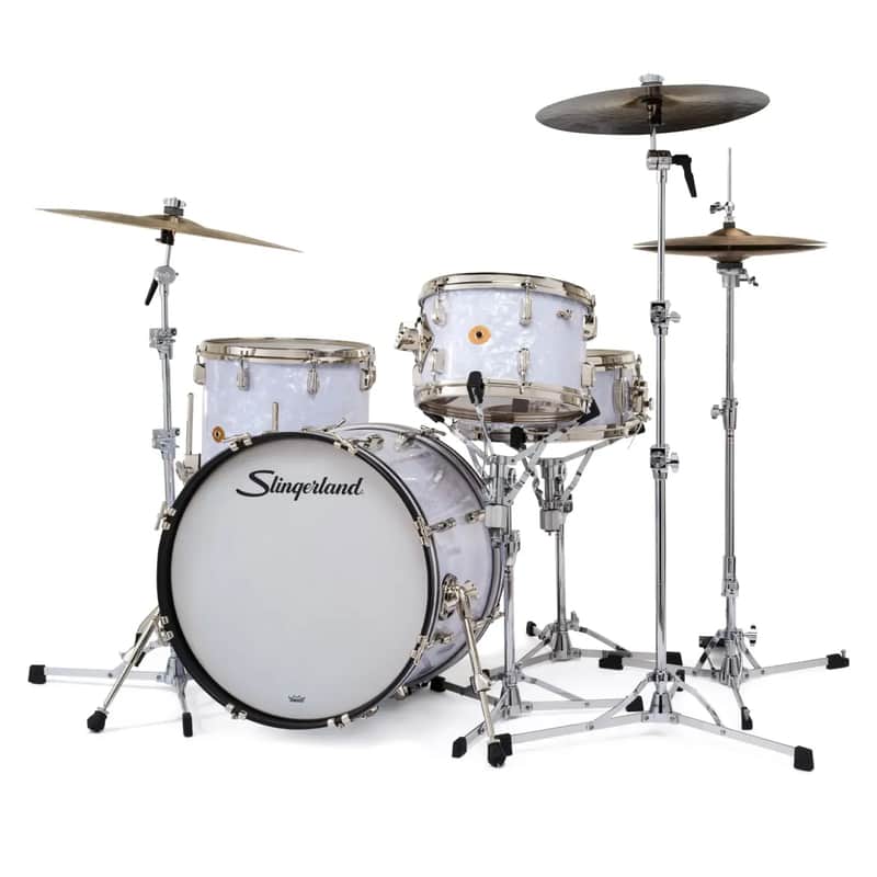 Slingerland Radio King Outfit, 8x12, 14x14, 14x20, 5.5x14, White Marine Pearl, Nickel Hardware