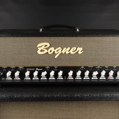 2007 Bogner Ecstasy 101B Top with Bogner Custom Shop 412ST Cab - Black Triskele with Sal N Pepper Front | USA Boutique 3-Channel 100/50-Watt EL34 Tube Guitar Half Stack Amp Head Box with Class A/AB Switch image 3