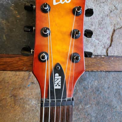 ESP LTD EC-100 QM single-cut Les Paul w/EMGs & hsc 2000s - orange burst image 4