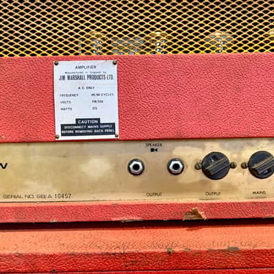 Marshall JMP 1992 Super Bass 100 Watts 1969 & Cabinet 1935 Red Half-Stack image 11