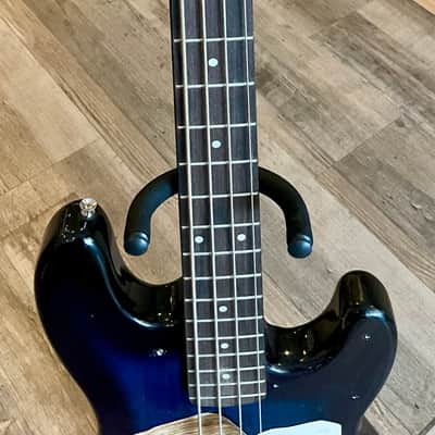 4-String Bass Guitar - Black/Blue Fade w/ Puppy Design image 2