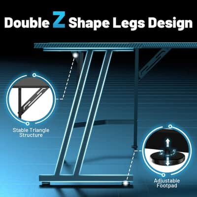51-Inch L-Shaped Music Studio Desk with LED Lighting & Dual Monitor Stands – Producer Workstation image 5