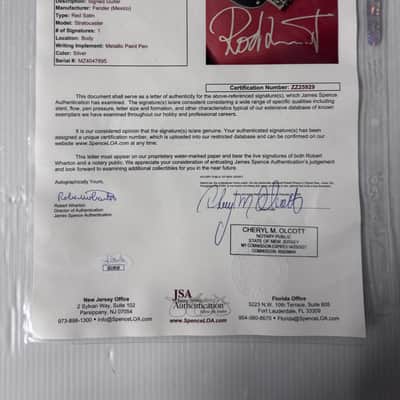 Fender  Stratocaster  2000s  - Red Satin Electric Guitar Signed By Rod Stewart Certified By JSA image 2