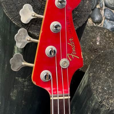 Fender Jazz Bass 1964 - a stunning January '64 Candy Apple Red Metallic example w/Green'gard & Clay Dots ! image 8