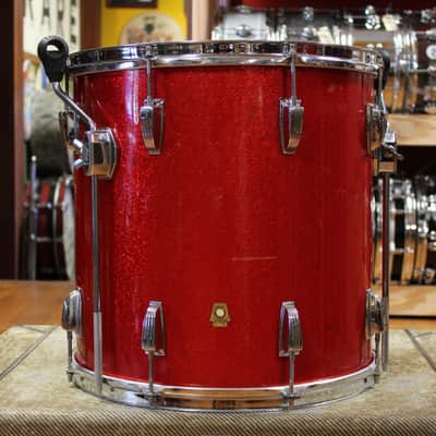 1960s Ludwig Super Classic Outfit in Red Sparkling Pearl 14x22 9x13 16x16 image 10