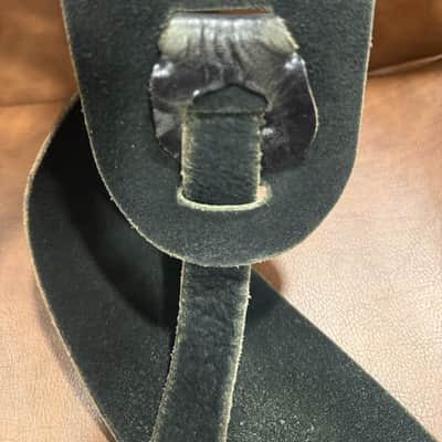 Guitar Center Vintage Leather Guitar Bass Strap -3.25" wide Black / Grey - Suede back- fixed ends image 10