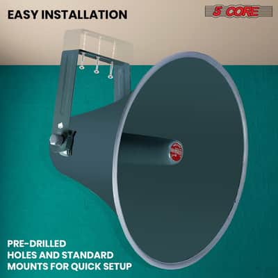 5 Core Outdoor PA Paging Horn Loud Speaker 16 Inch PA Speaker Weatherproof with mounting Bracket - RH 16-16" Short Throw Aluminum Horn image 4