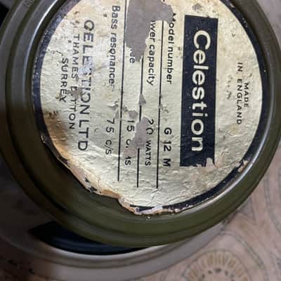 Vintage 1966 1967 Celestion G12M Greenback Grey Tab 20w 15ohm 12" Speaker image 2