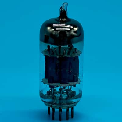 1960s General Electric 12AU7A ECC82 Vintage GE Black Plate Halo Getter Tube!T318 image 2